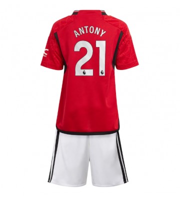 Maillot de foot Manchester United Antony #21 Domicile enfant 2023-24 Manches Courte (+ pantalon court)